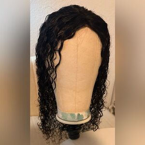Black Wet-Look Long Curly Women's Wig - Unbranded